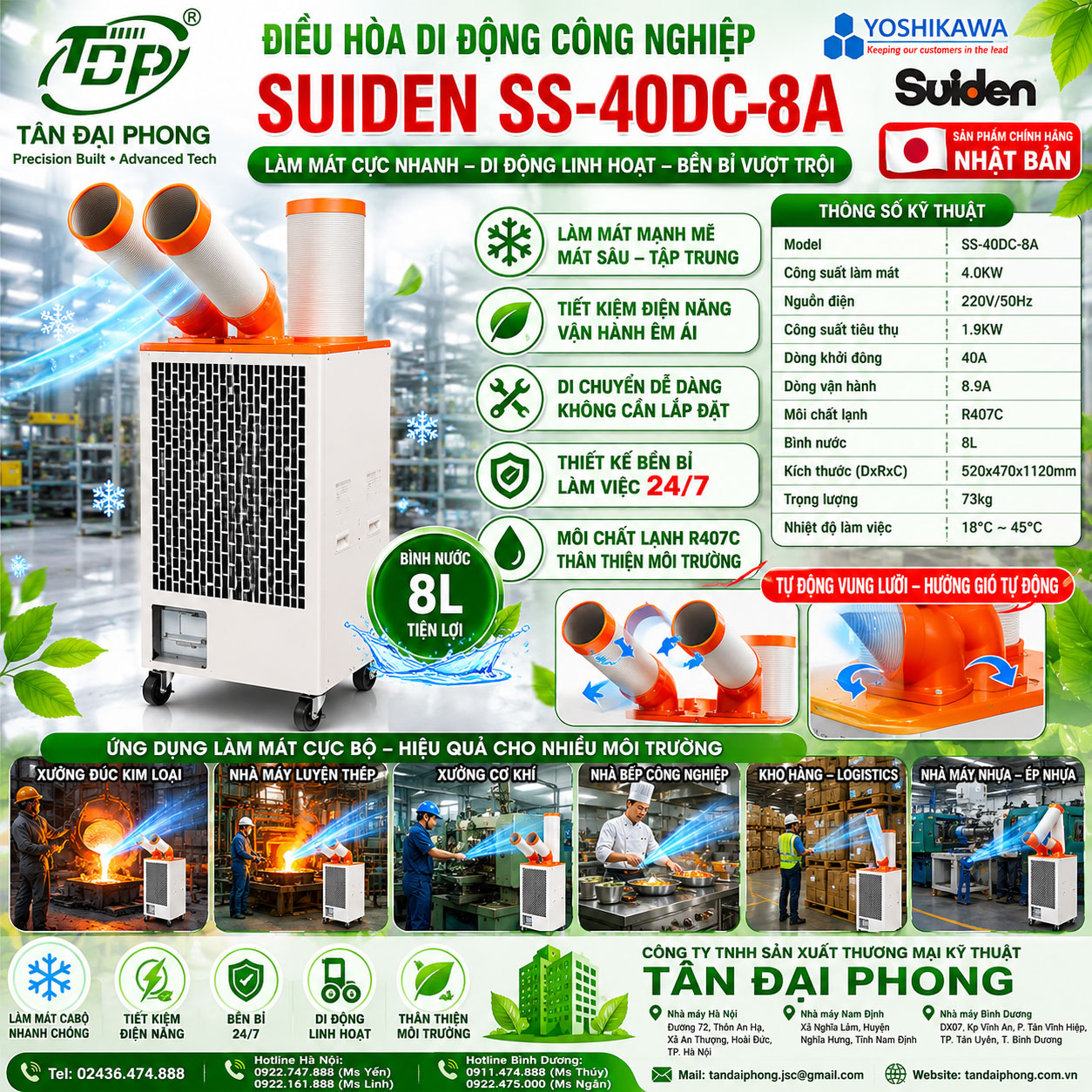 Spot Cooler-Điều Hòa Di Động 12.000BTU SS-40DG-8AII