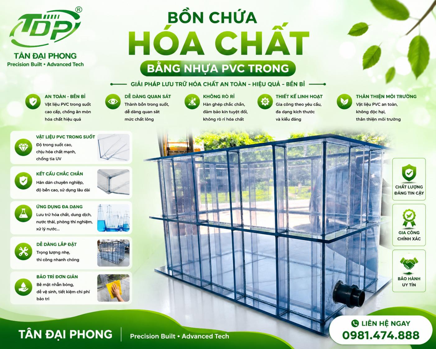 Bồn Chứa Hóa Chất Bằng Nhựa PVC Trong