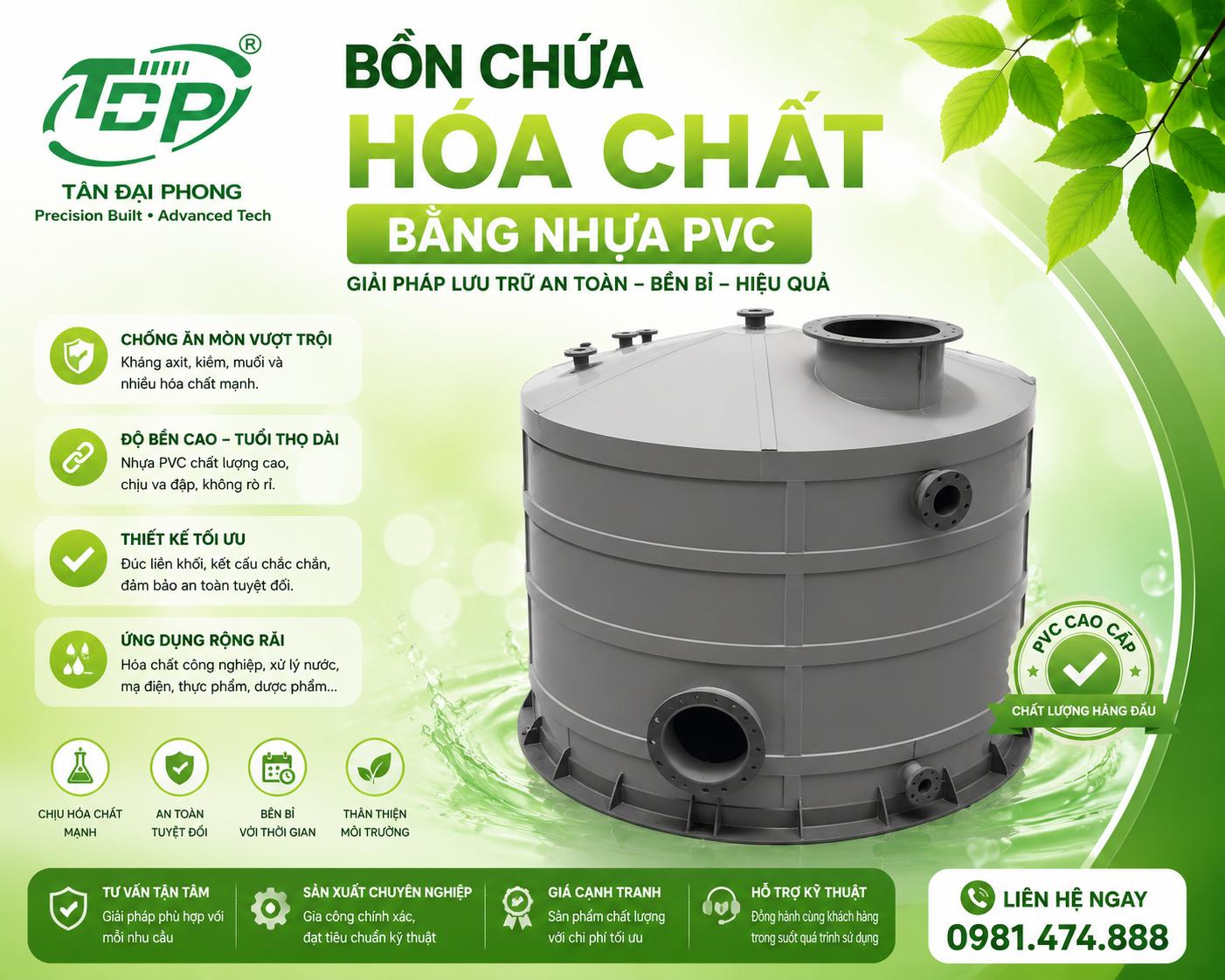 Bồn Chứa Hóa Chất Bằng Nhựa PVC