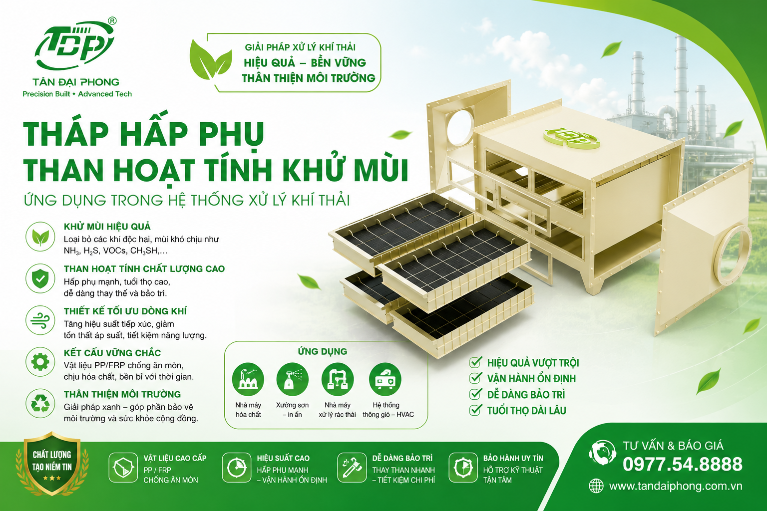 Tháp Hấp Phụ Mùi Than Hoạt Tính