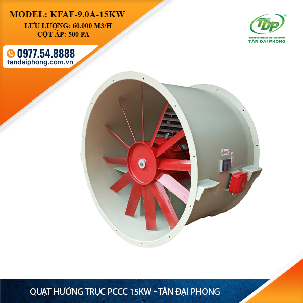 Quạt Hướng Trục Phòng Cháy 15Kw (còn gọi là Quạt Hướng Trục Phòng Cháy 20Hp, Quạt Hướng Trục Pccc 15Kw, Quạt Hướng Trục Pccc 20Hp)