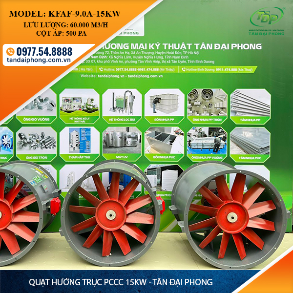Quạt Hướng Trục Phòng Cháy 15Kw (còn gọi là Quạt Hướng Trục Phòng Cháy 20Hp, Quạt Hướng Trục Pccc 15Kw, Quạt Hướng Trục Pccc 20Hp)