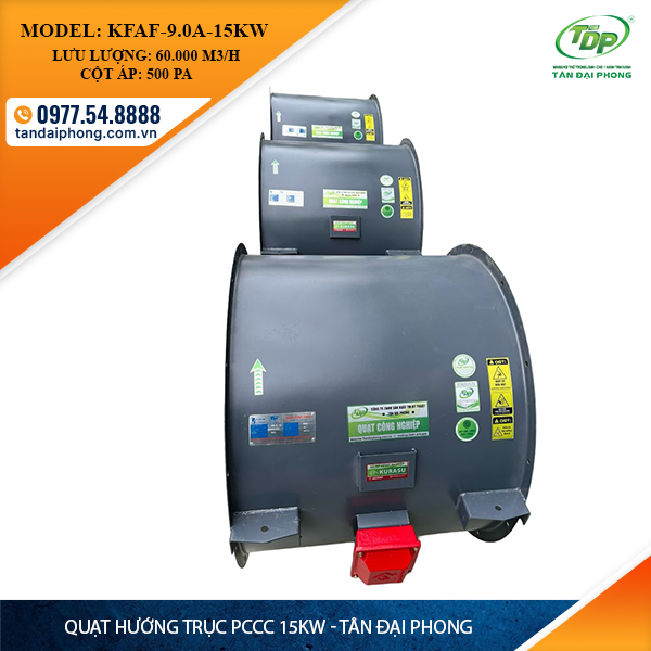 Quạt Hướng Trục Phòng Cháy 15Kw (còn gọi là Quạt Hướng Trục Phòng Cháy 20Hp, Quạt Hướng Trục Pccc 15Kw, Quạt Hướng Trục Pccc 20Hp)
