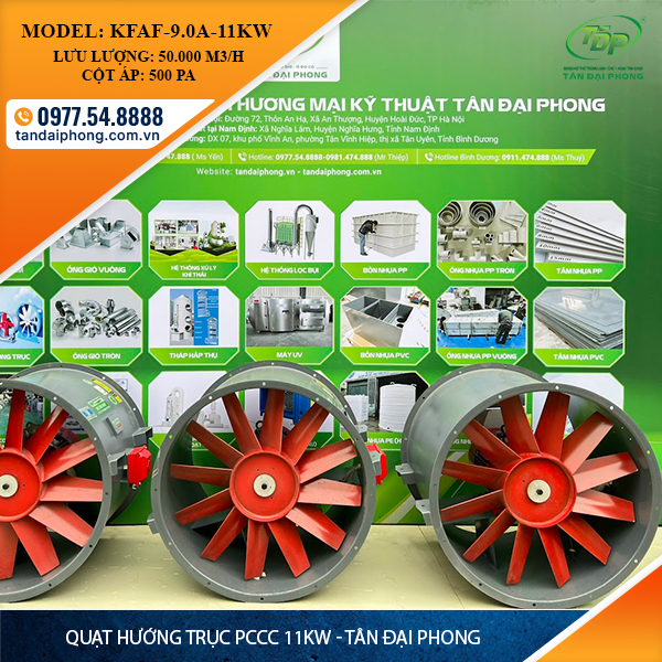 Quạt Hướng Trục Phòng Cháy 11Kw (còn gọi là Quạt Hướng Trục Phòng Cháy 15Hp, Quạt Hướng Trục Pccc 11Kw, Quạt Hướng Trục Pccc 15Hp)