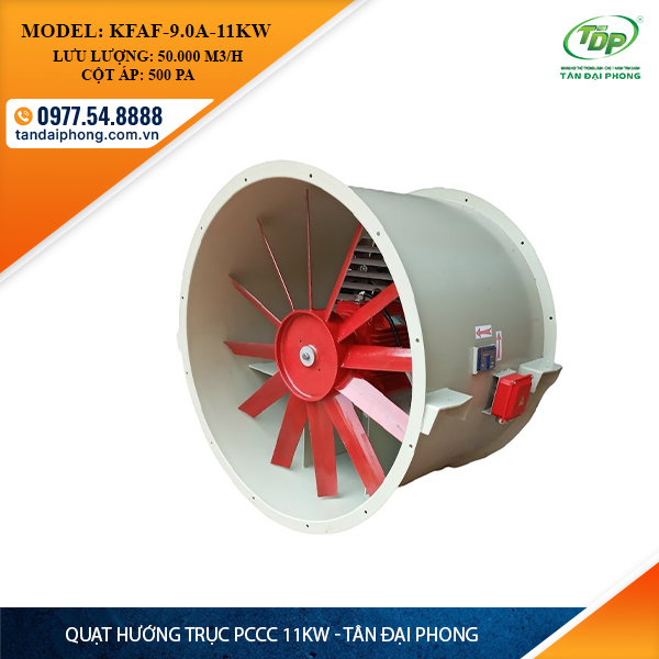 Quạt Hướng Trục Phòng Cháy 11Kw (còn gọi là Quạt Hướng Trục Phòng Cháy 15Hp, Quạt Hướng Trục Pccc 11Kw, Quạt Hướng Trục Pccc 15Hp)