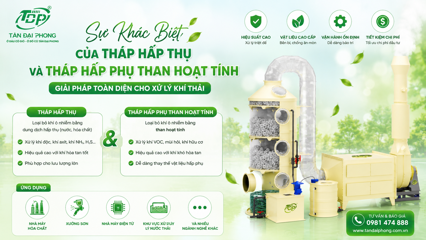 Sự Khác Biệt Của Tháp Hấp Thụ Và Tháp Hấp Phụ
