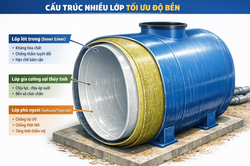 Bồn Xử Lý Nước Thải Composite FRP