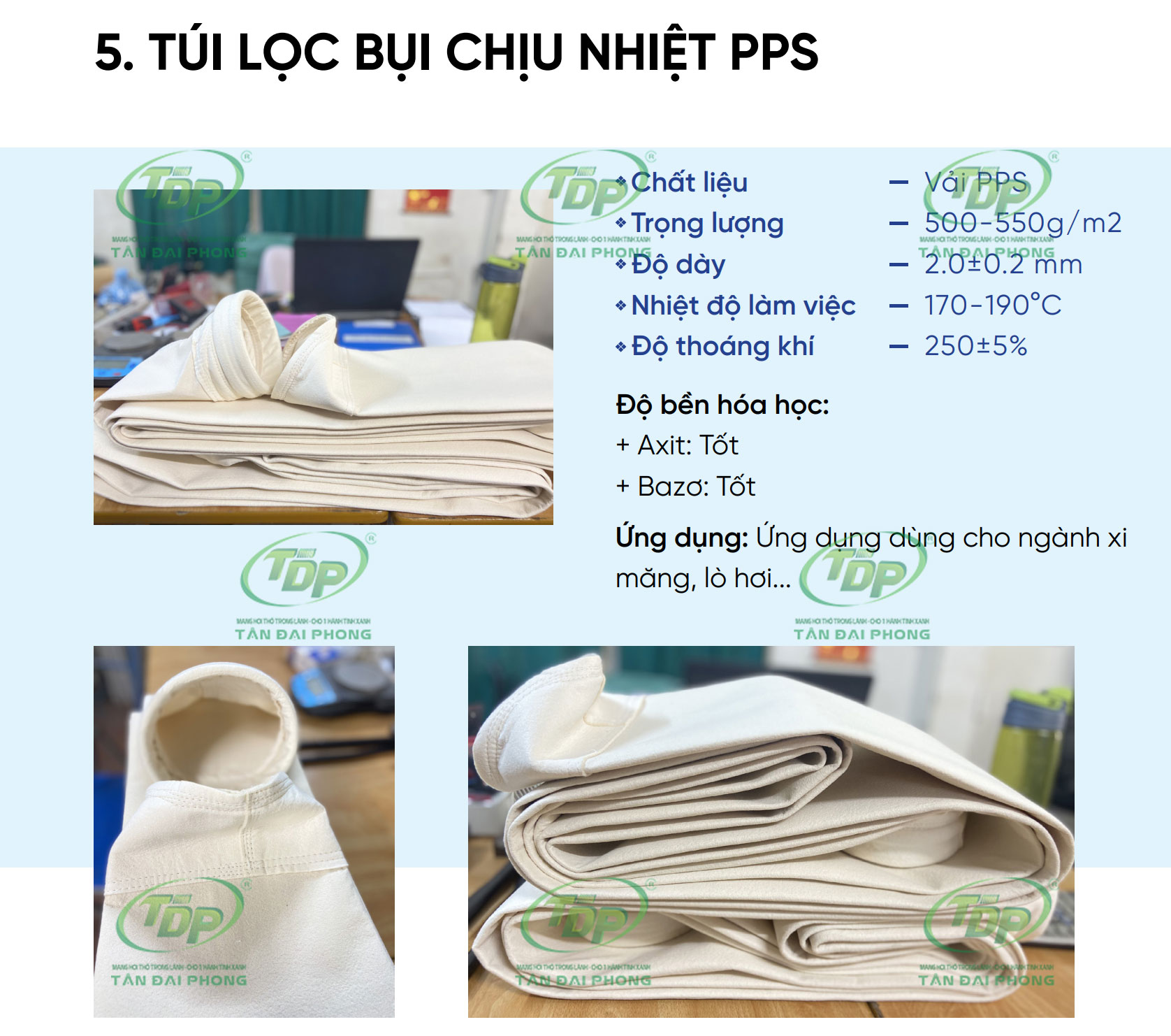 Túi lọc bụi chịu nhiệt PPS