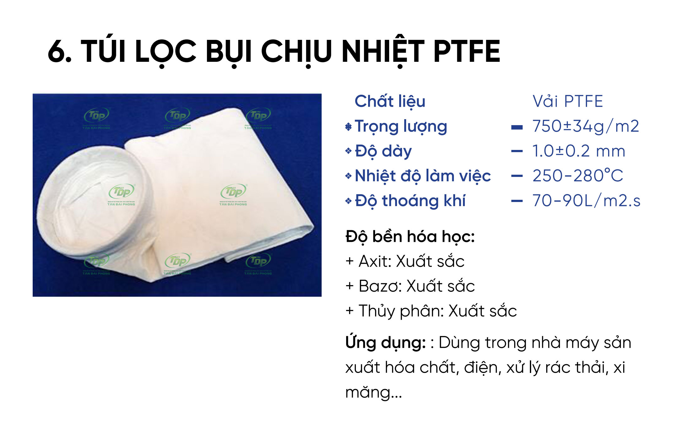 Túi lọc bụi chịu nhiệt PTFE