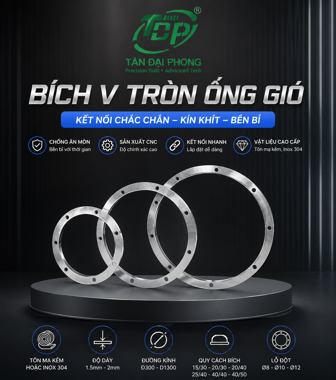 Bích V Tròn Cho Ống Gió