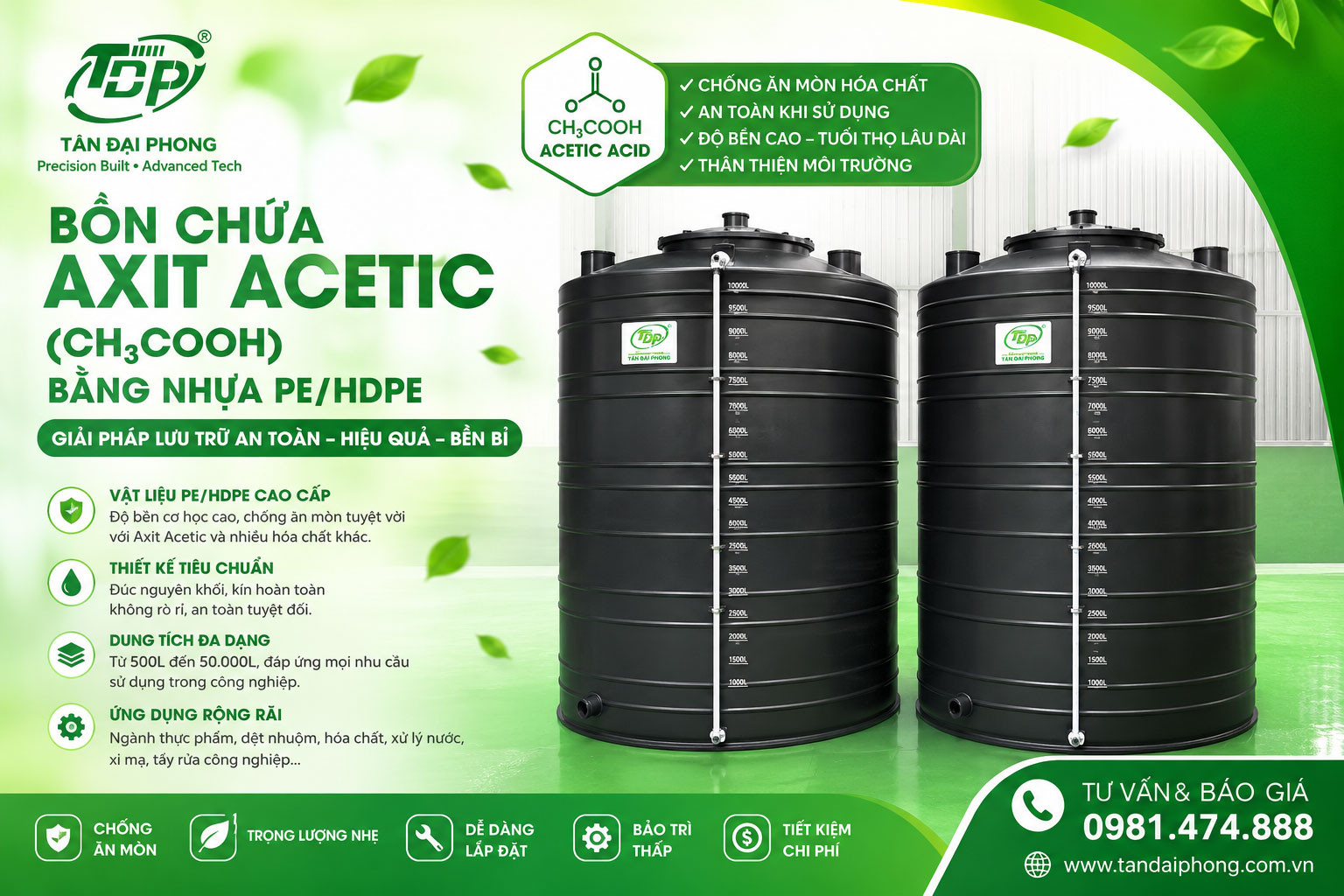 Bồn Chứa H₂C₂O₄ (Axit Oxalic)