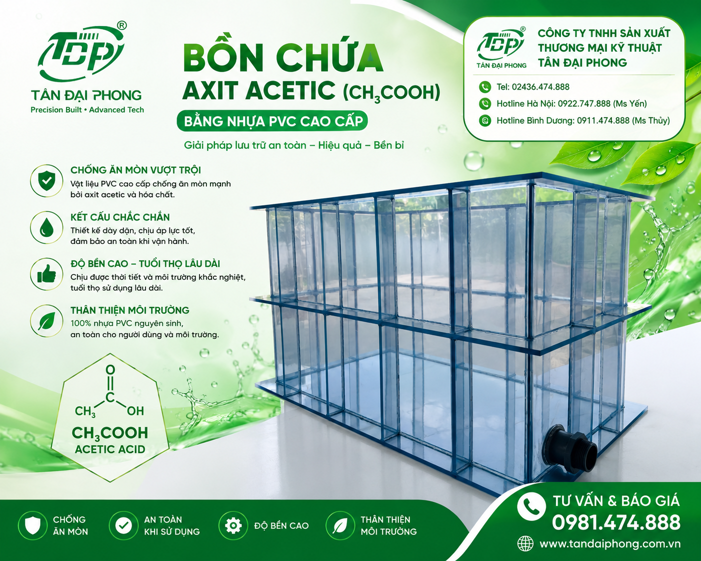 Bồn Chứa H₂C₂O₄ (Axit Oxalic)