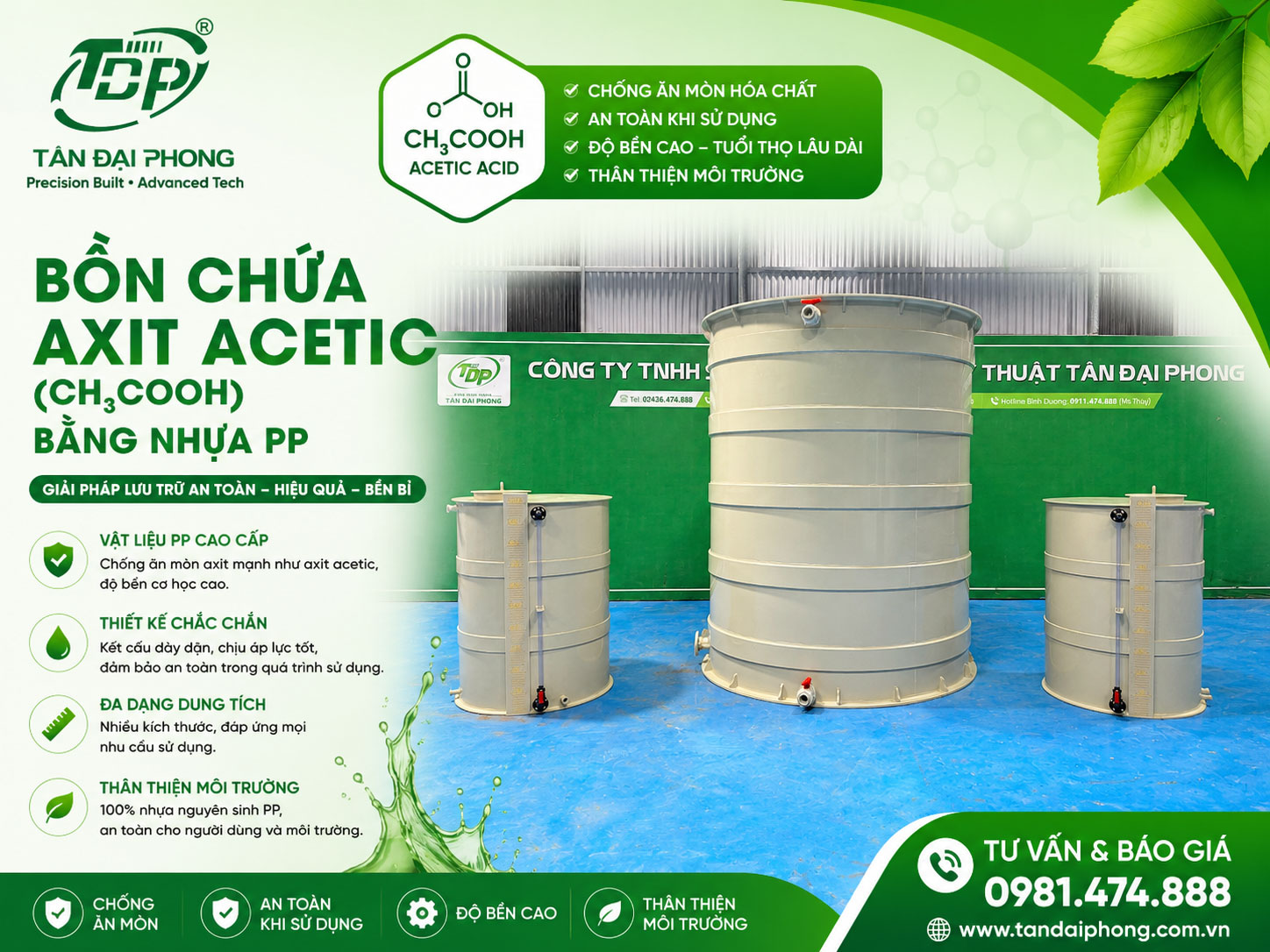 Bồn Chứa H₂C₂O₄ (Axit Oxalic)