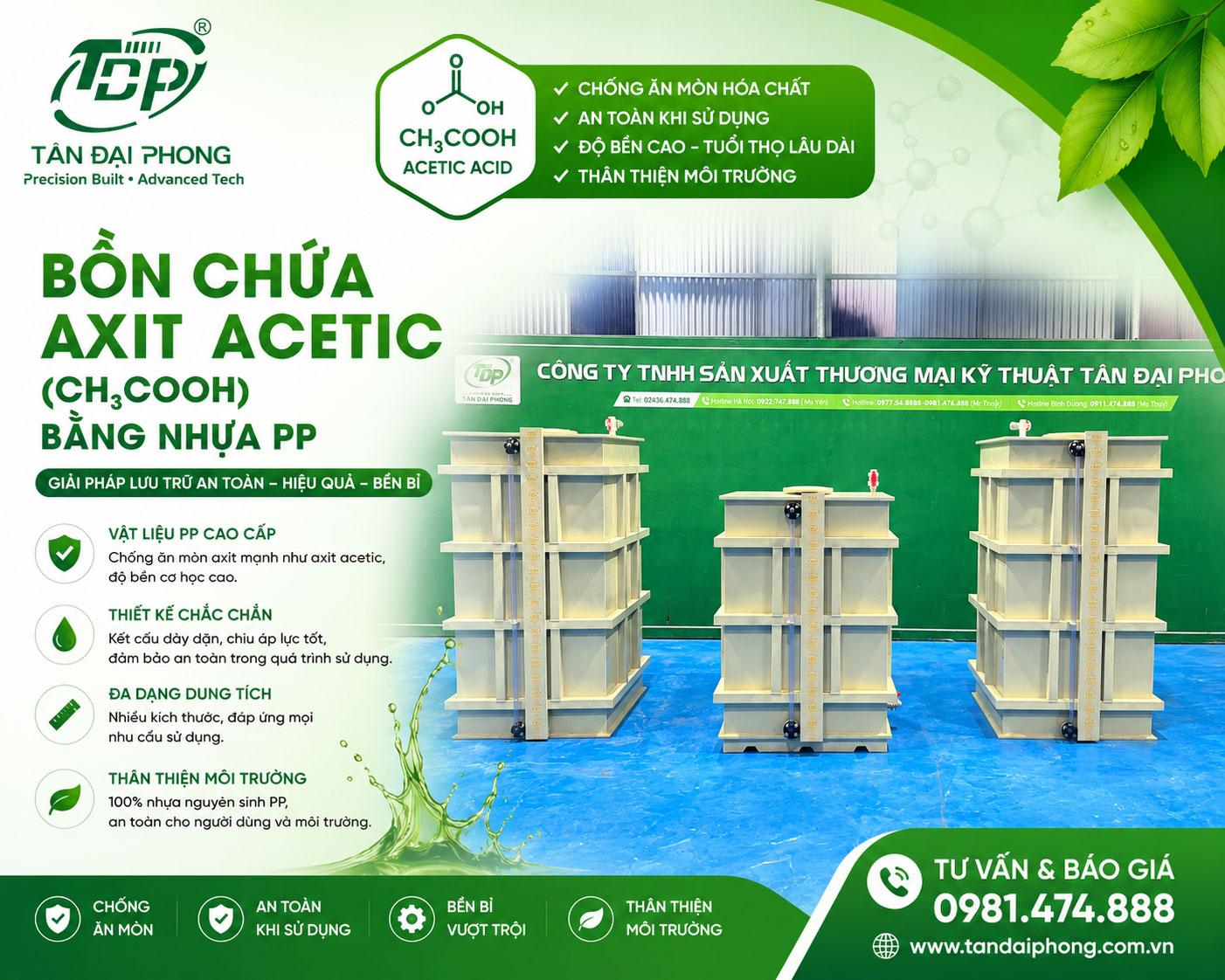 Bồn Chứa H₂C₂O₄ (Axit Oxalic)