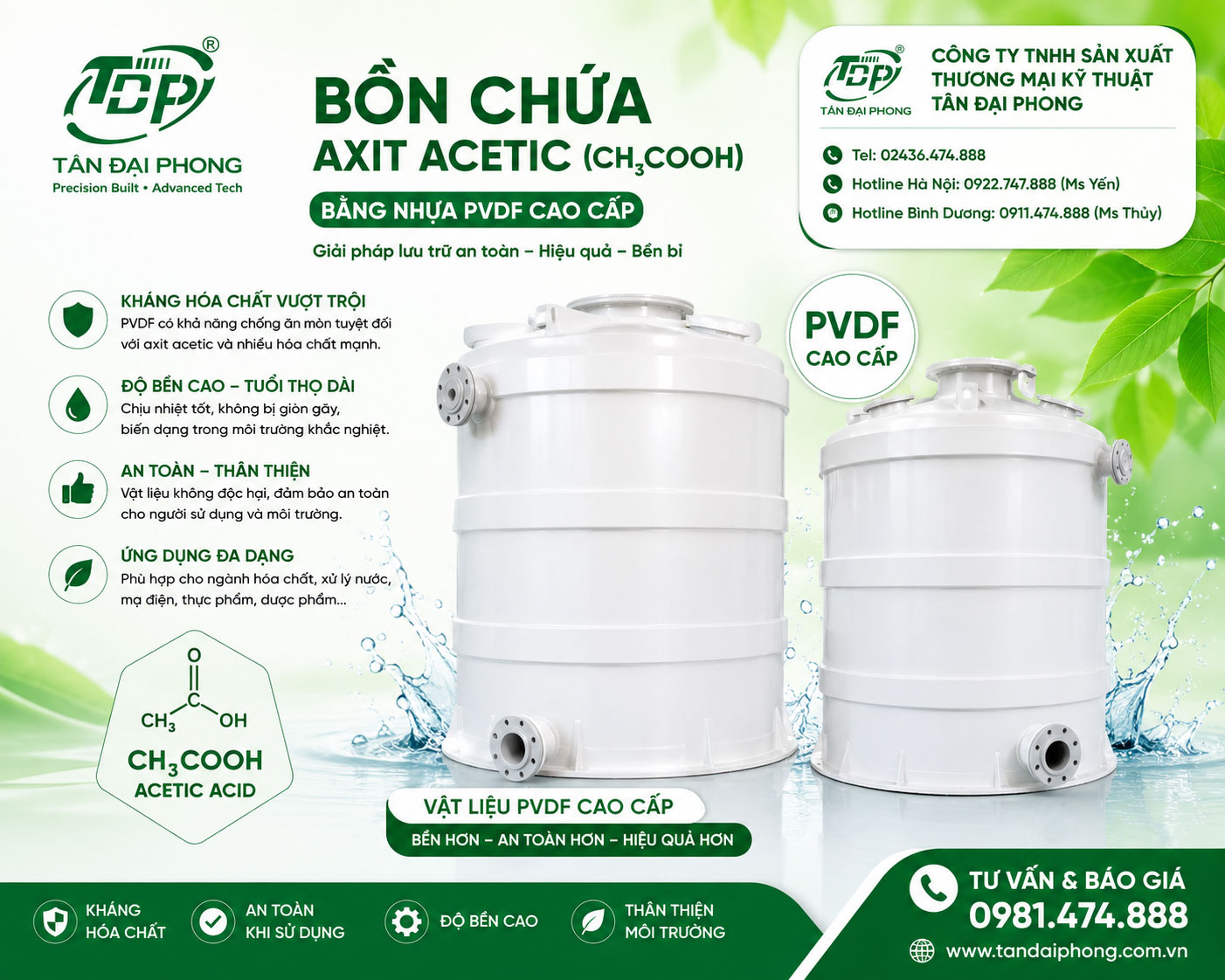 Bồn Chứa H₂C₂O₄ (Axit Oxalic)