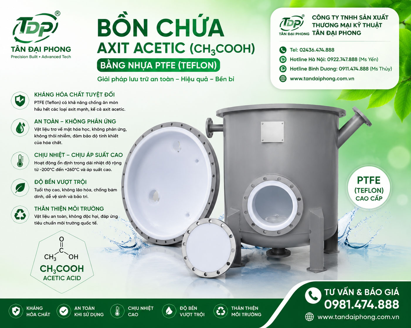 Bồn Chứa H₂C₂O₄ (Axit Oxalic)
