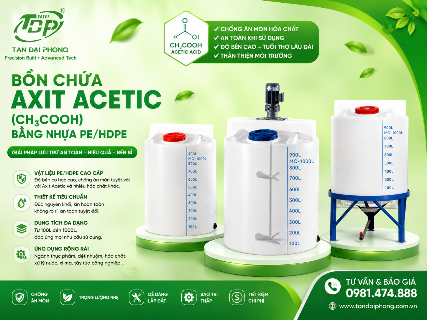 Bồn Chứa H₂C₂O₄ (Axit Oxalic)