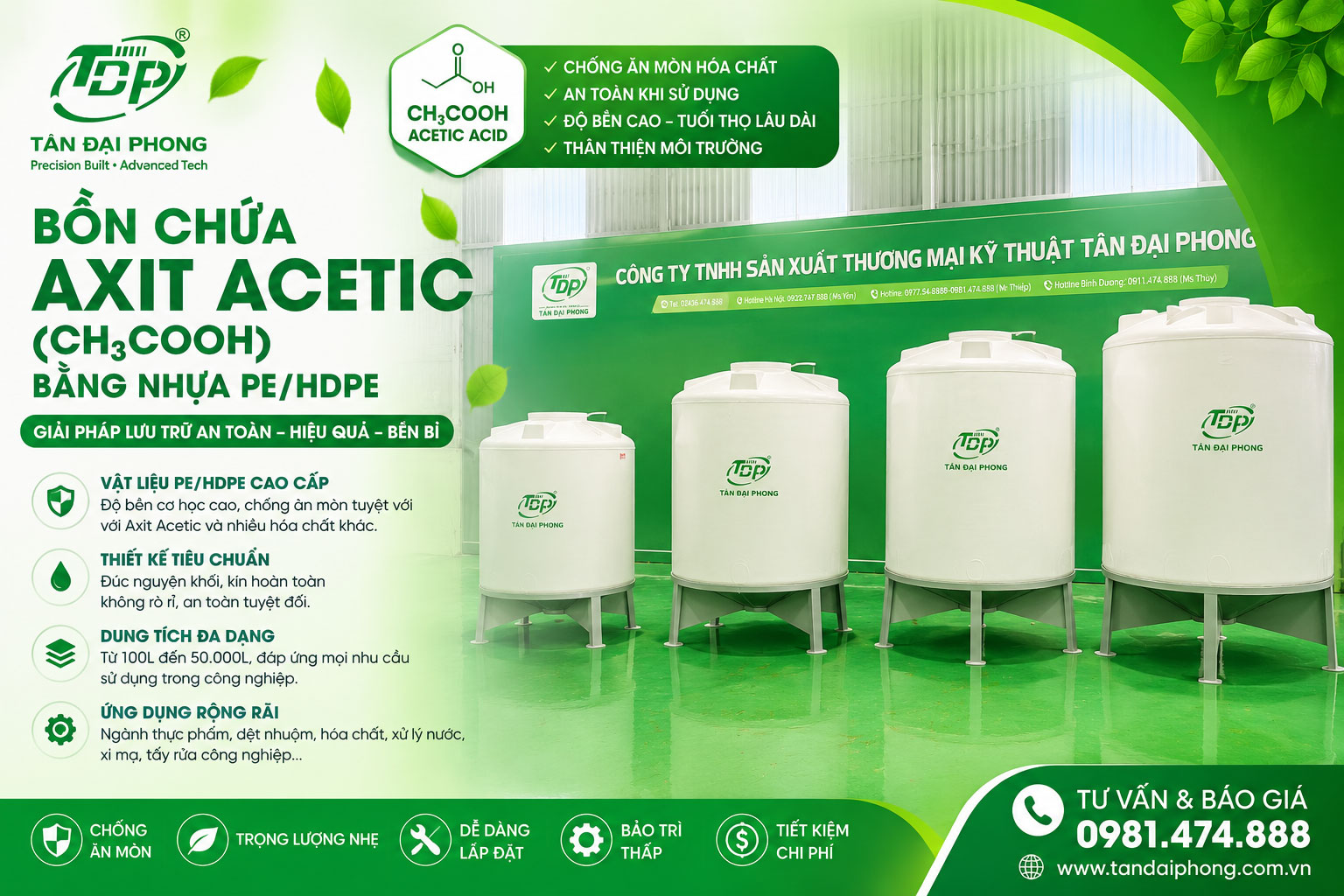 Bồn Chứa H₂C₂O₄ (Axit Oxalic)