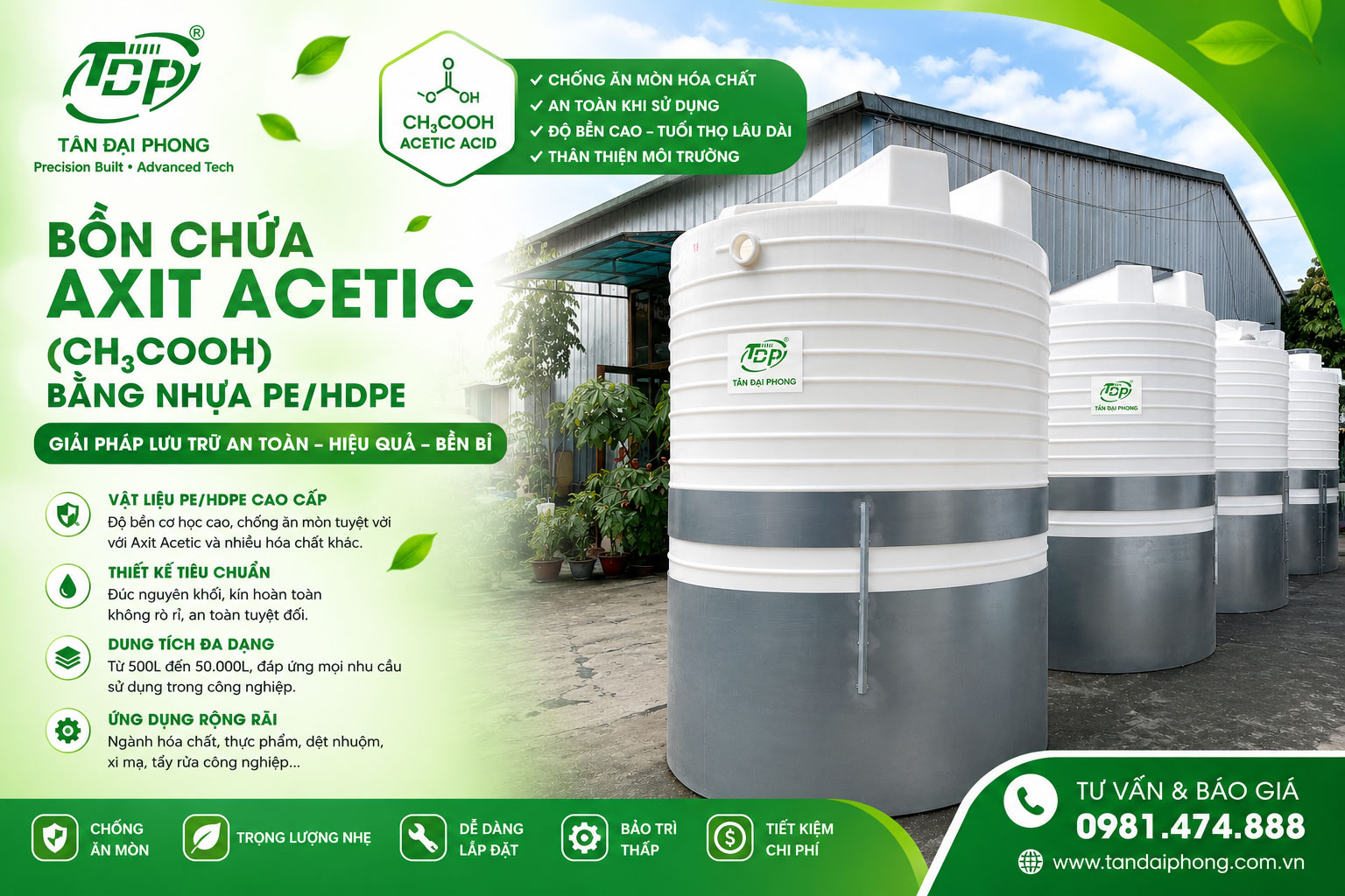 Bồn Chứa H₂C₂O₄ (Axit Oxalic)
