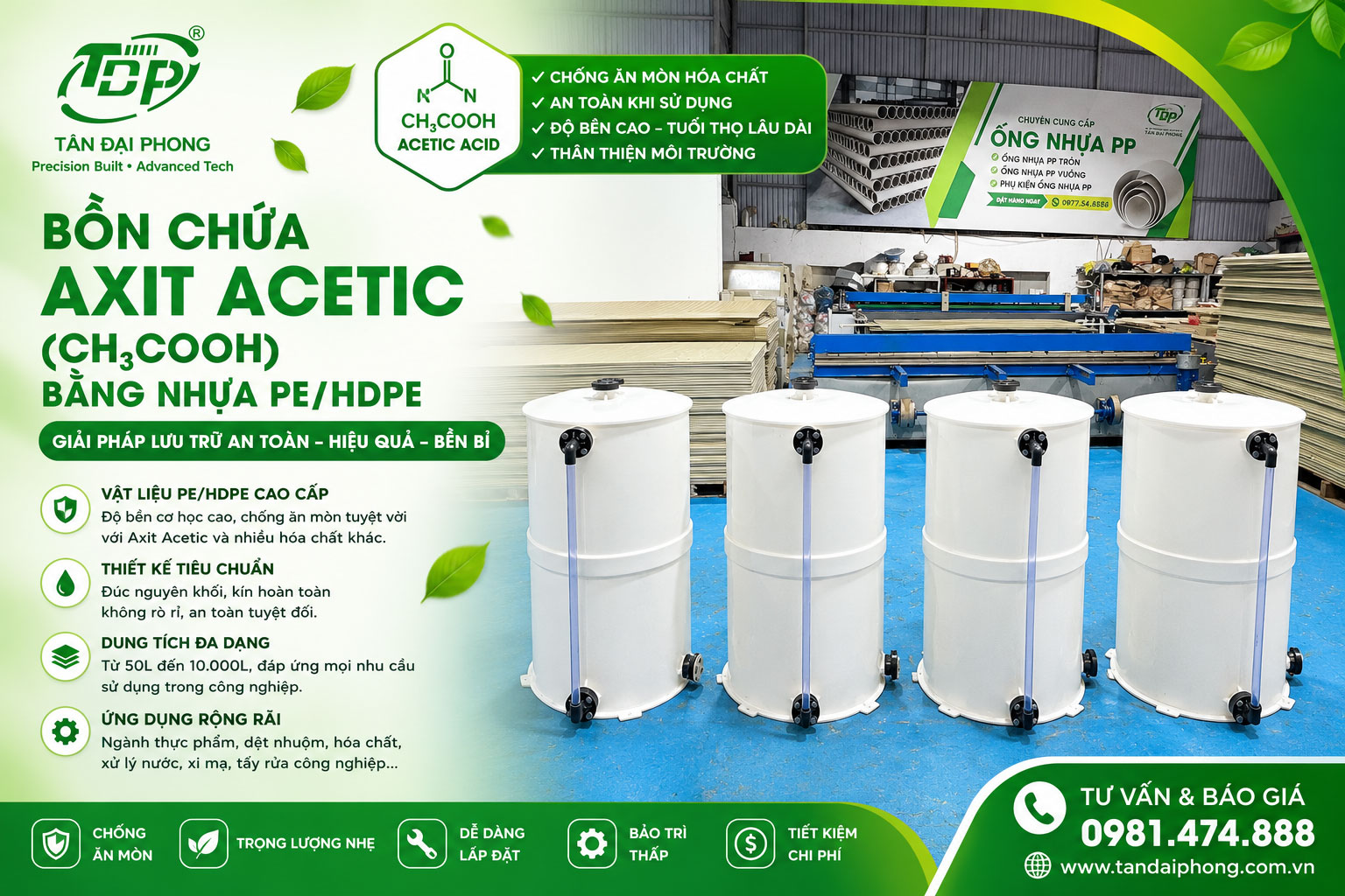 Bồn Chứa H₂C₂O₄ (Axit Oxalic)