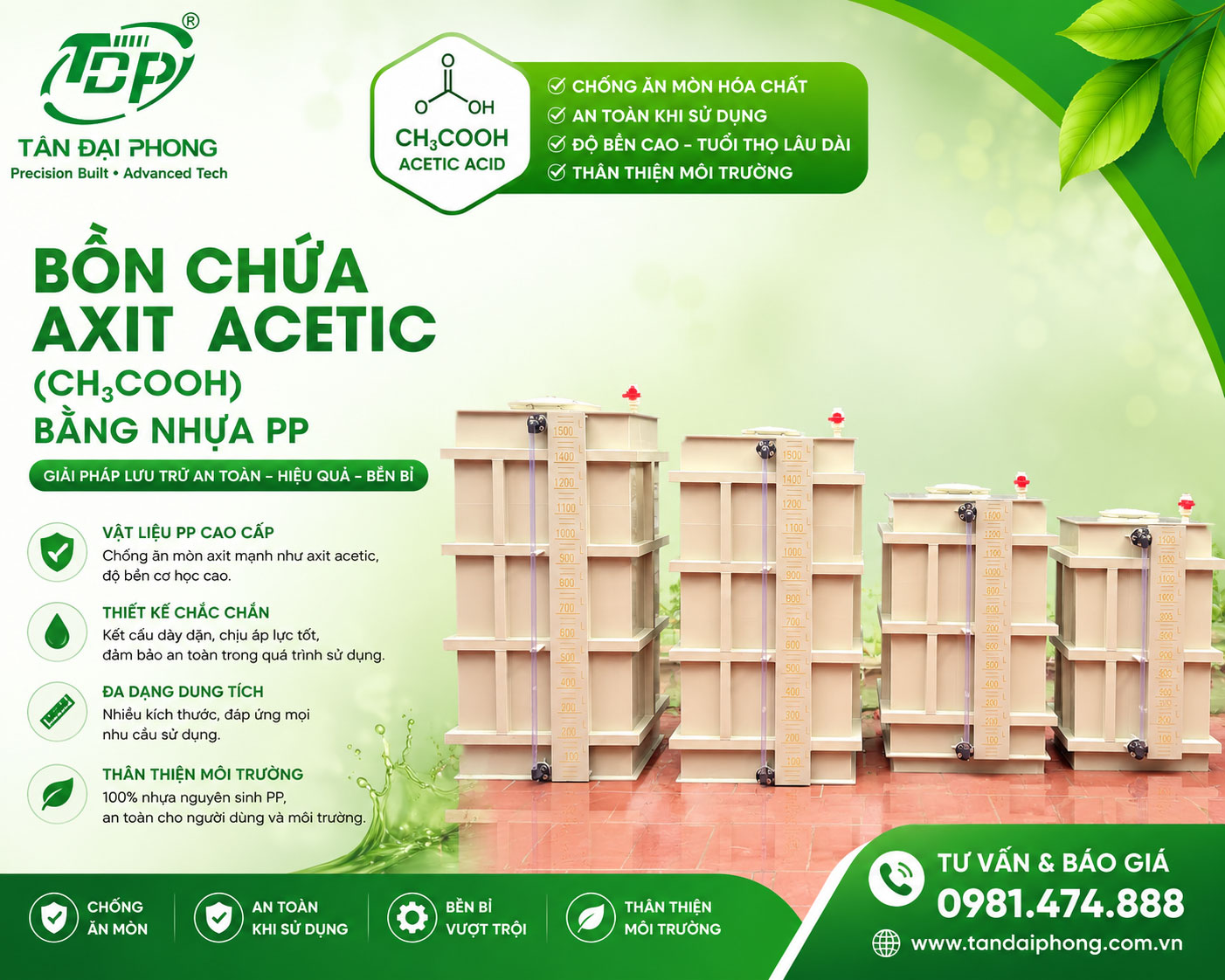 Bồn Chứa H₂C₂O₄ (Axit Oxalic)