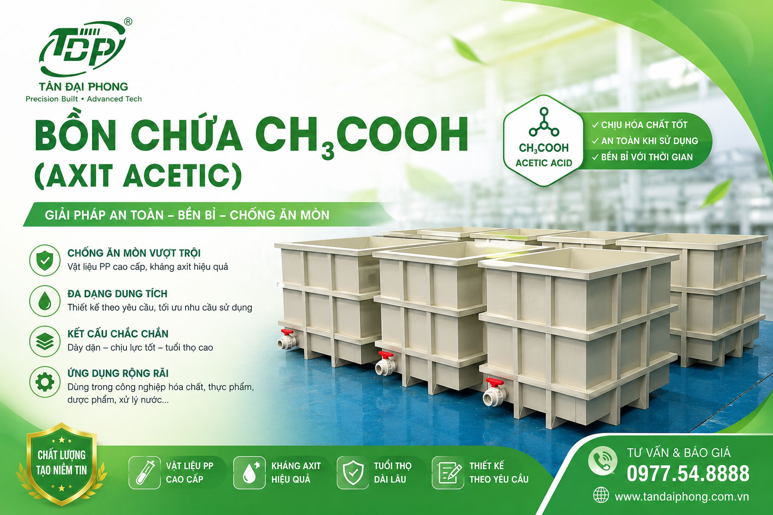 Bồn Chứa CH₃COOH (Axit Acetic)