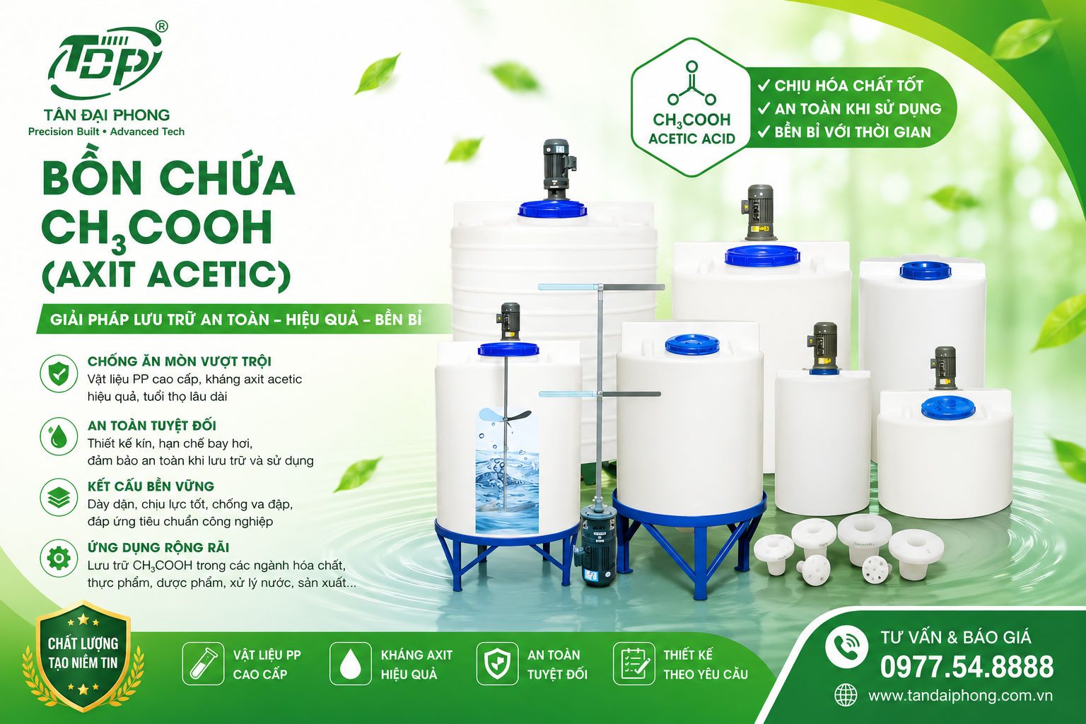 Bồn Chứa CH₃COOH (Axit Acetic)