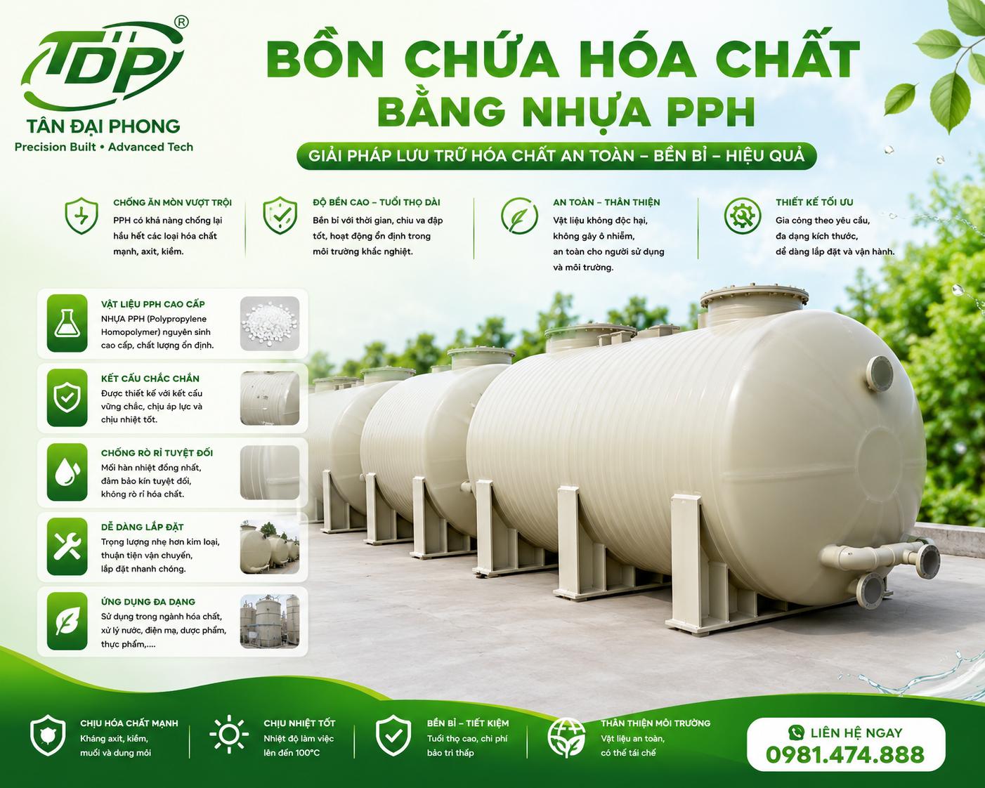 Bồn Chứa FeCl₃ (Sắt III Clorua)