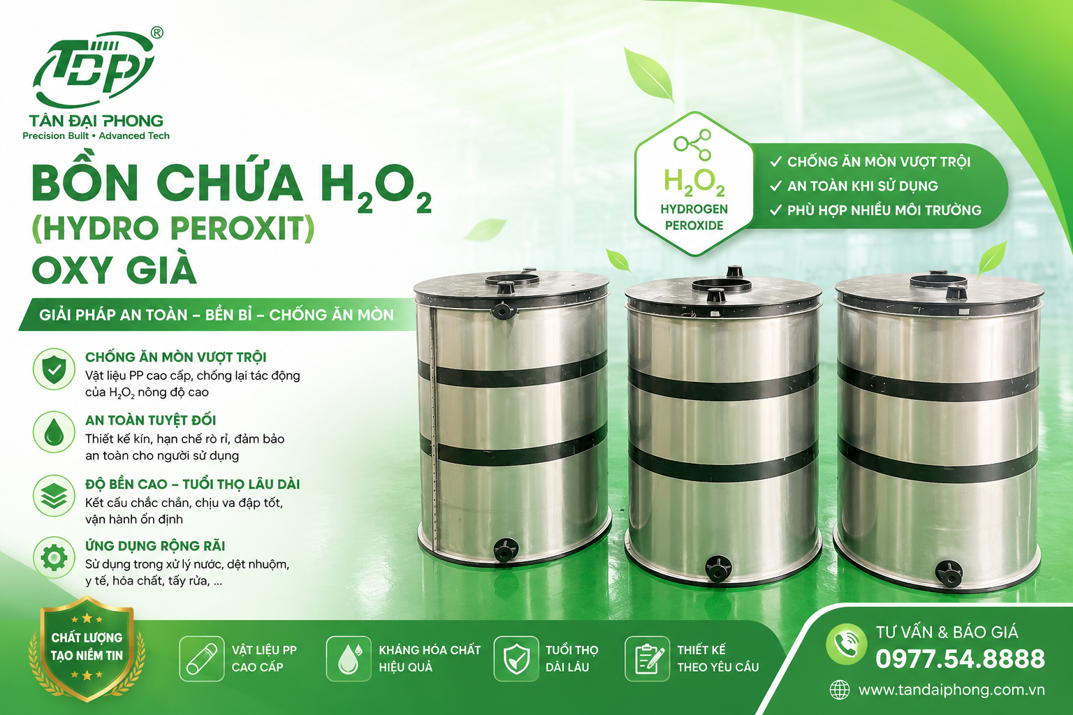 Bồn Chứa H₂O₂ (Hydro Peroxit) Oxy Già