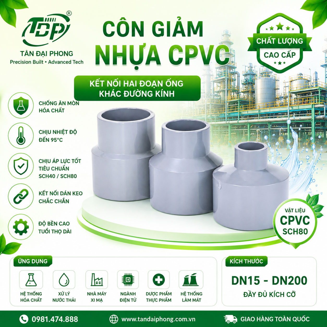 Côn Giảm Nhựa CPVC SCH80
