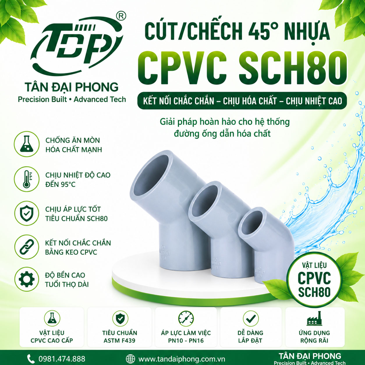 Cút/Chếch 45 Độ Nhựa CPVC
