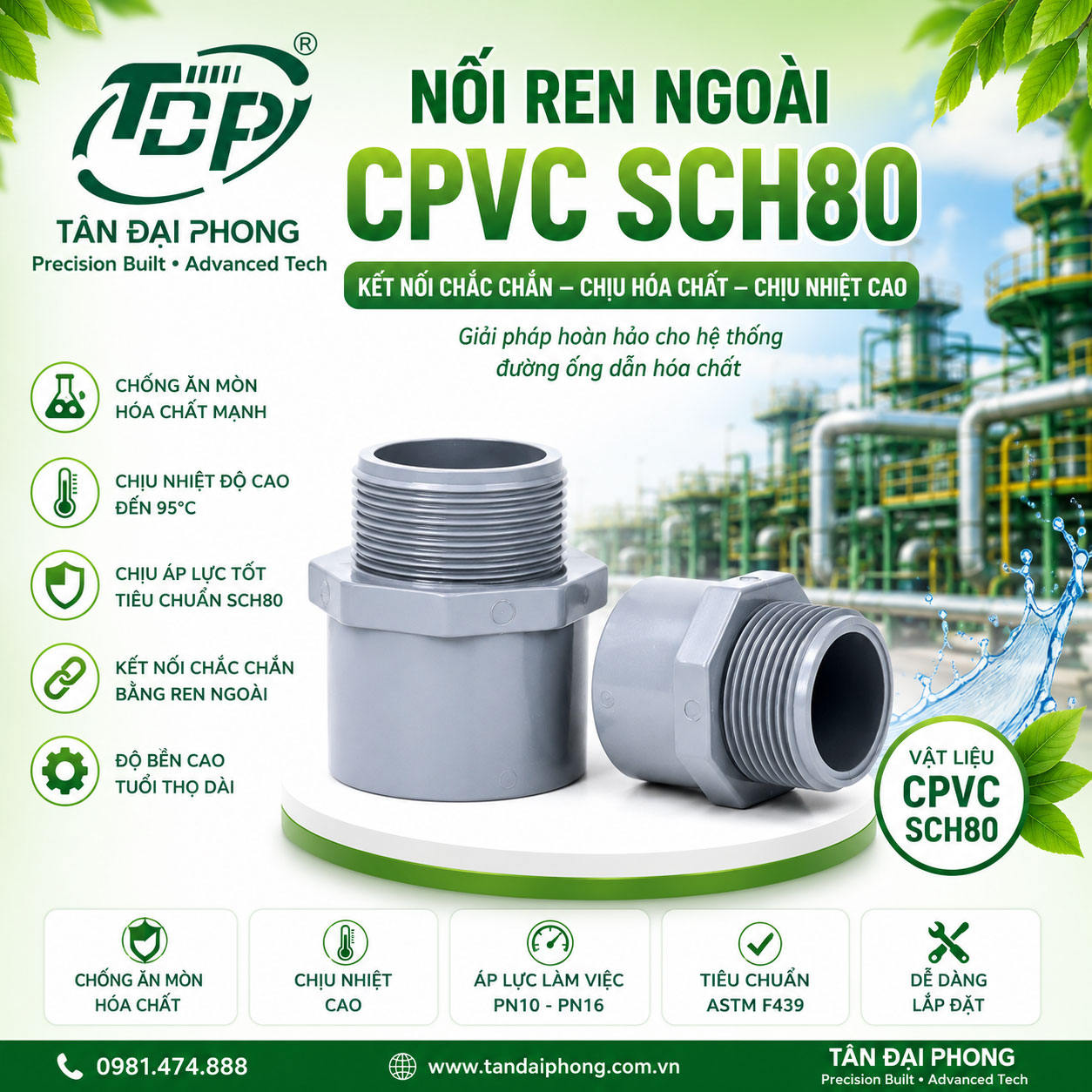 Nối Ren Ngoài Nhựa CPVC