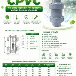 Van 1 Chiều 2 Đầu Rắc Co Nhựa CPVC