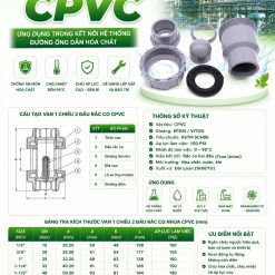 Van 1 Chiều 2 Đầu Rắc Co Nhựa CPVC