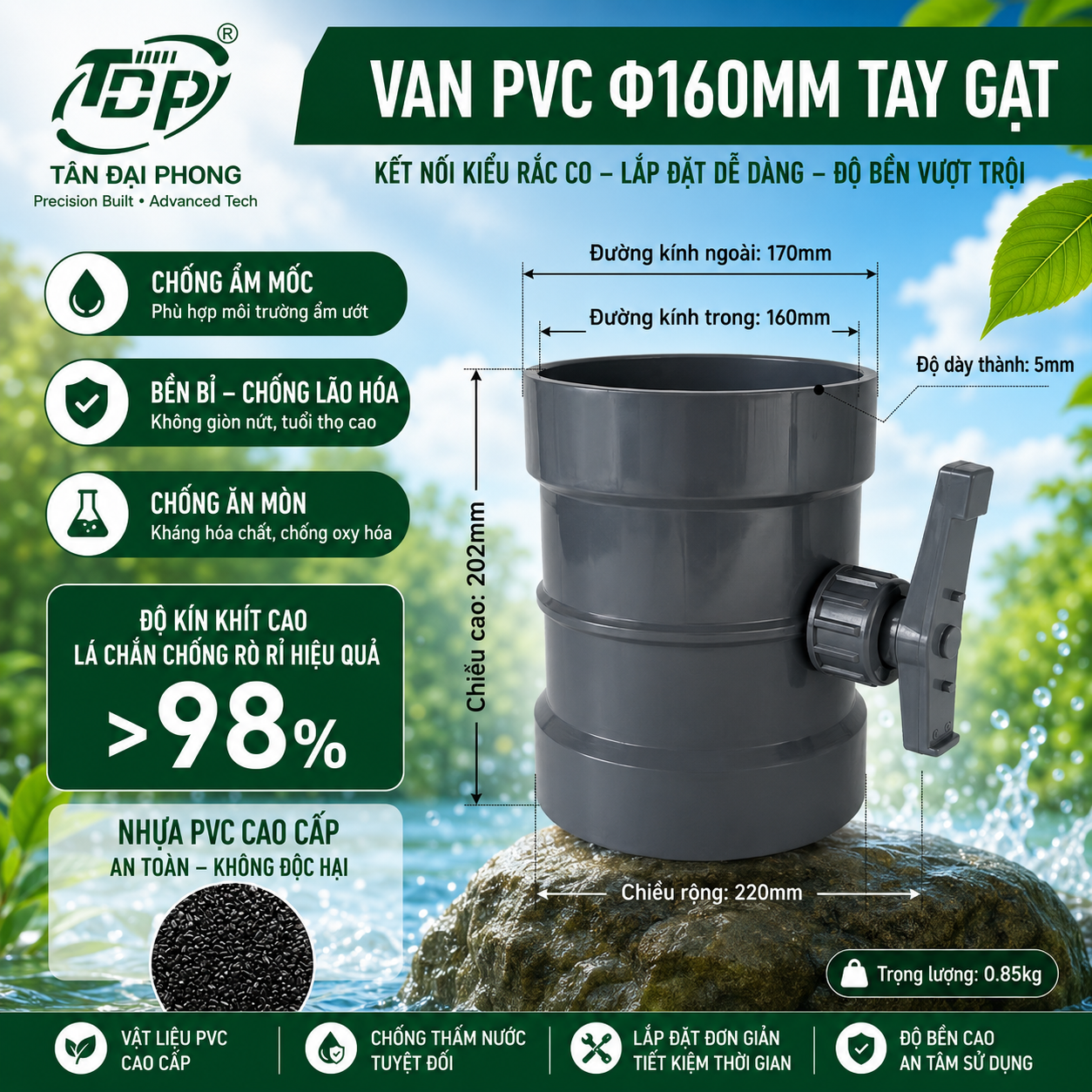 Van Gió Nhựa PVC D160mm