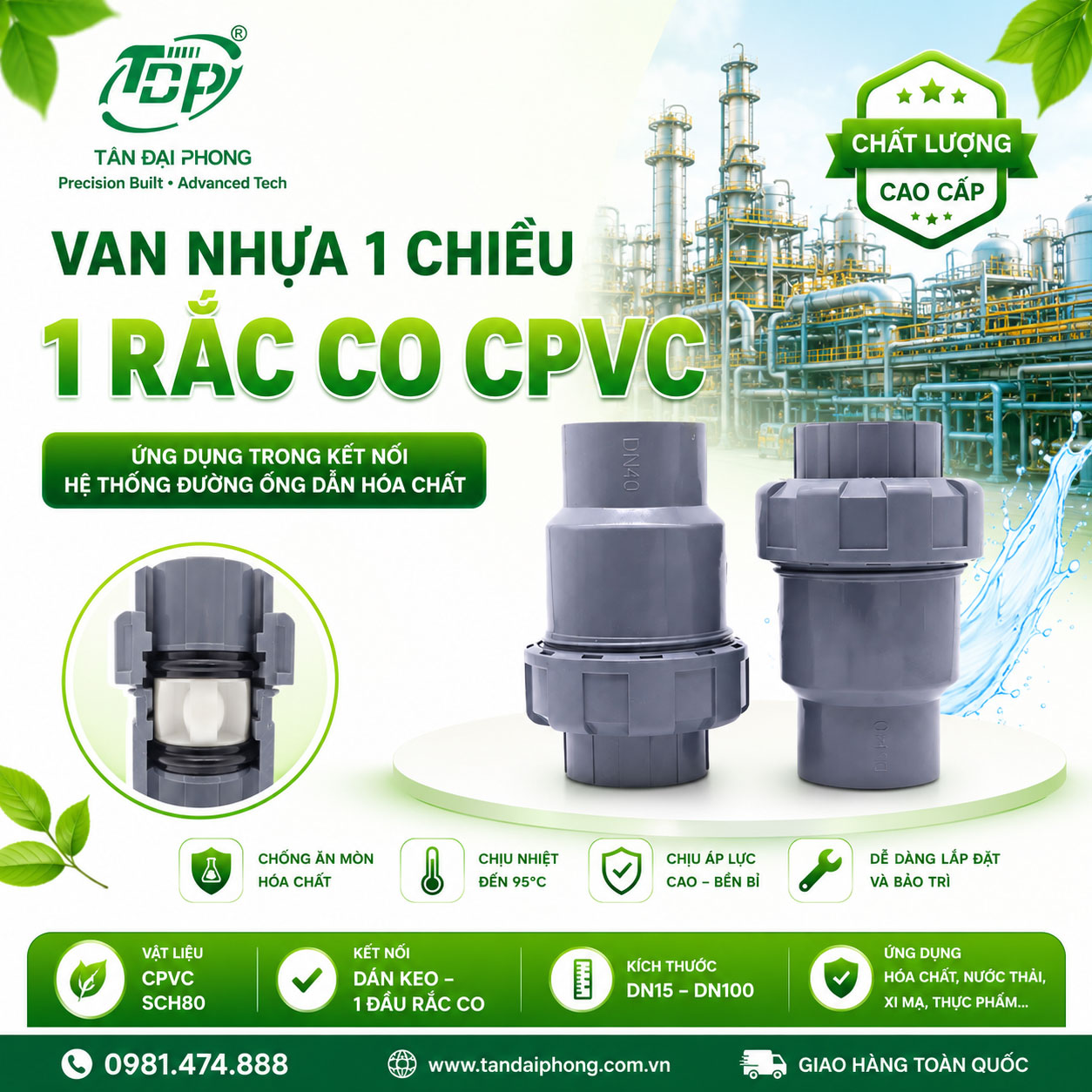 Van Nhựa 1 Chiều 1 Rắc Co CPVC