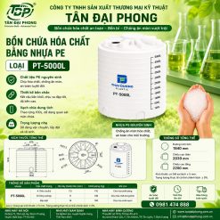 Bồn Chứa Hóa Chất 5000L Bằng Nhựa PE (5m3)
