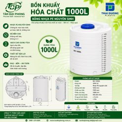 Bồn Khuấy Hóa Chất 1000L Bằng Nhựa PE