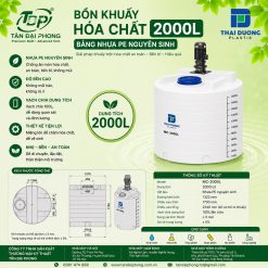 Bồn Khuấy Hóa Chất 2000L Bằng Nhựa PE