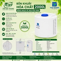 Bồn Khuấy Hóa Chất 2000L Bằng Nhựa PE