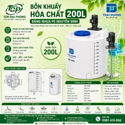 Bồn Khuấy Hóa Chất 200L Bằng Nhựa PE