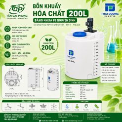 Bồn Khuấy Hóa Chất 200L Bằng Nhựa PE