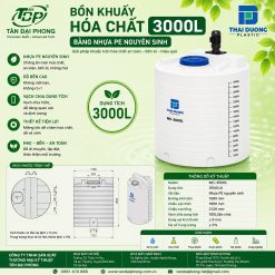 Bồn Khuấy Hóa Chất 3000L Bằng Nhựa PE