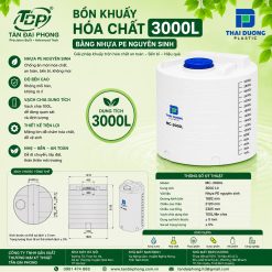 Bồn Khuấy Hóa Chất 3000L Bằng Nhựa PE