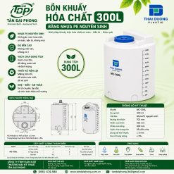 Bồn Khuấy Hóa Chất 300L Bằng Nhựa PE