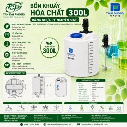 Bồn Khuấy Hóa Chất 300L Bằng Nhựa PE