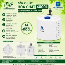 Bồn Khuấy Hóa Chất 4000L Bằng Nhựa PE