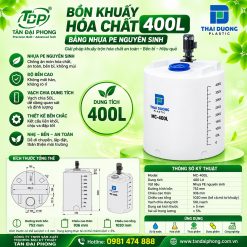 Bồn Khuấy Hóa Chất 400L Bằng Nhựa PE