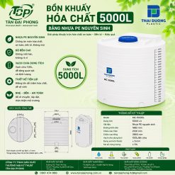 Bồn Khuấy Hóa Chất 5000L Bằng Nhựa PE