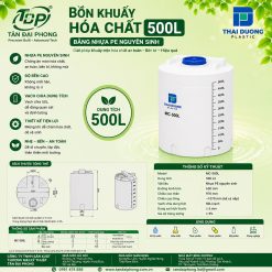 Bồn Khuấy Hóa Chất 500L Bằng Nhựa PE